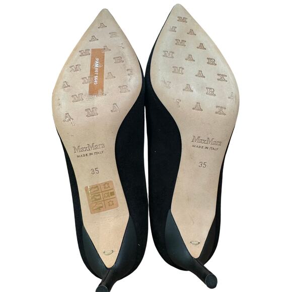 Max Mara Court Black Suede Kitten Heel Pumps sz. 35 EU (Runs Big) - Picture 5 of 5